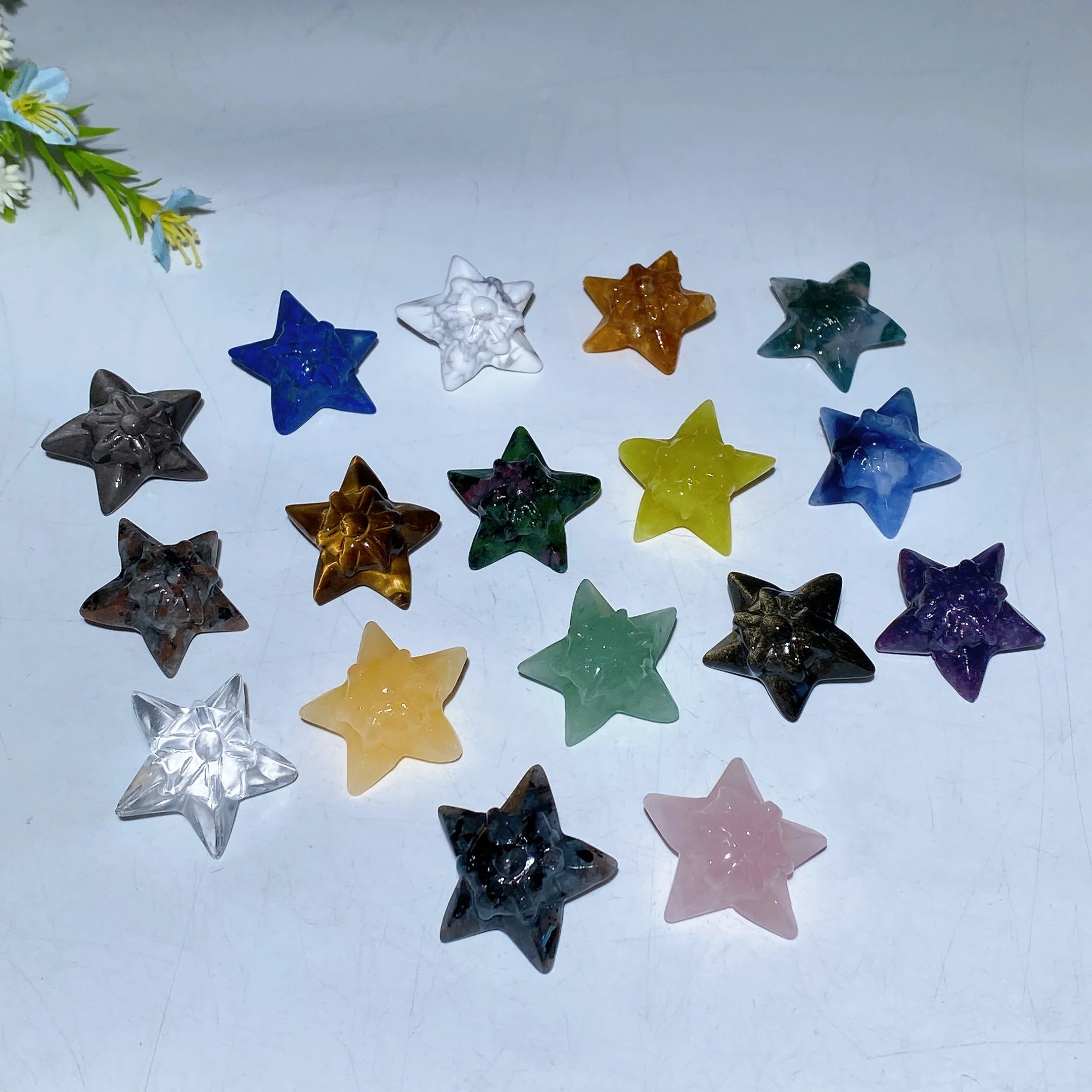 1.1 inch Healing Crystal Star Carvings in Multiple Stones - Image 7
