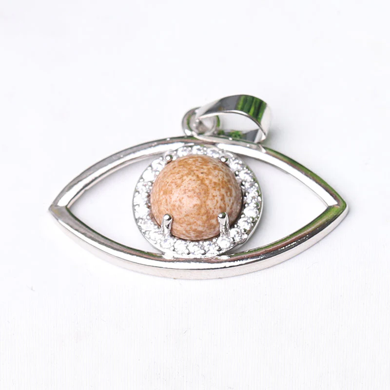 1.3 inch Evil Eye Pendant with Natural Stone Centerpiece - Image 3