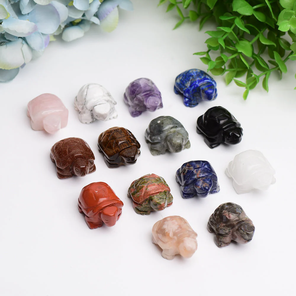 1.4 Inch Mixed Crystal Turtle Figurine for Prosperity & Healing