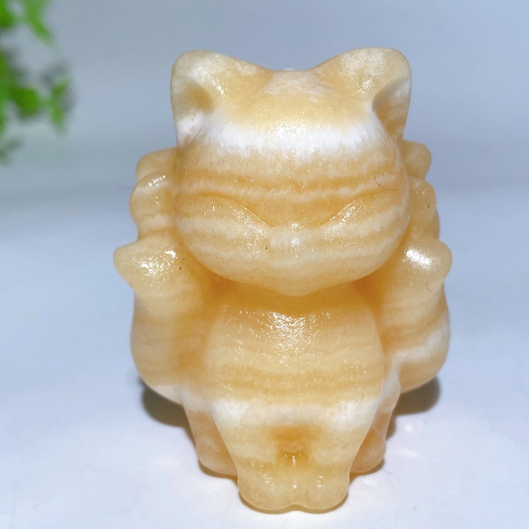 1.9 inch Mixed Crystal Nine-Tails Fox Carving Figurine - Image 5