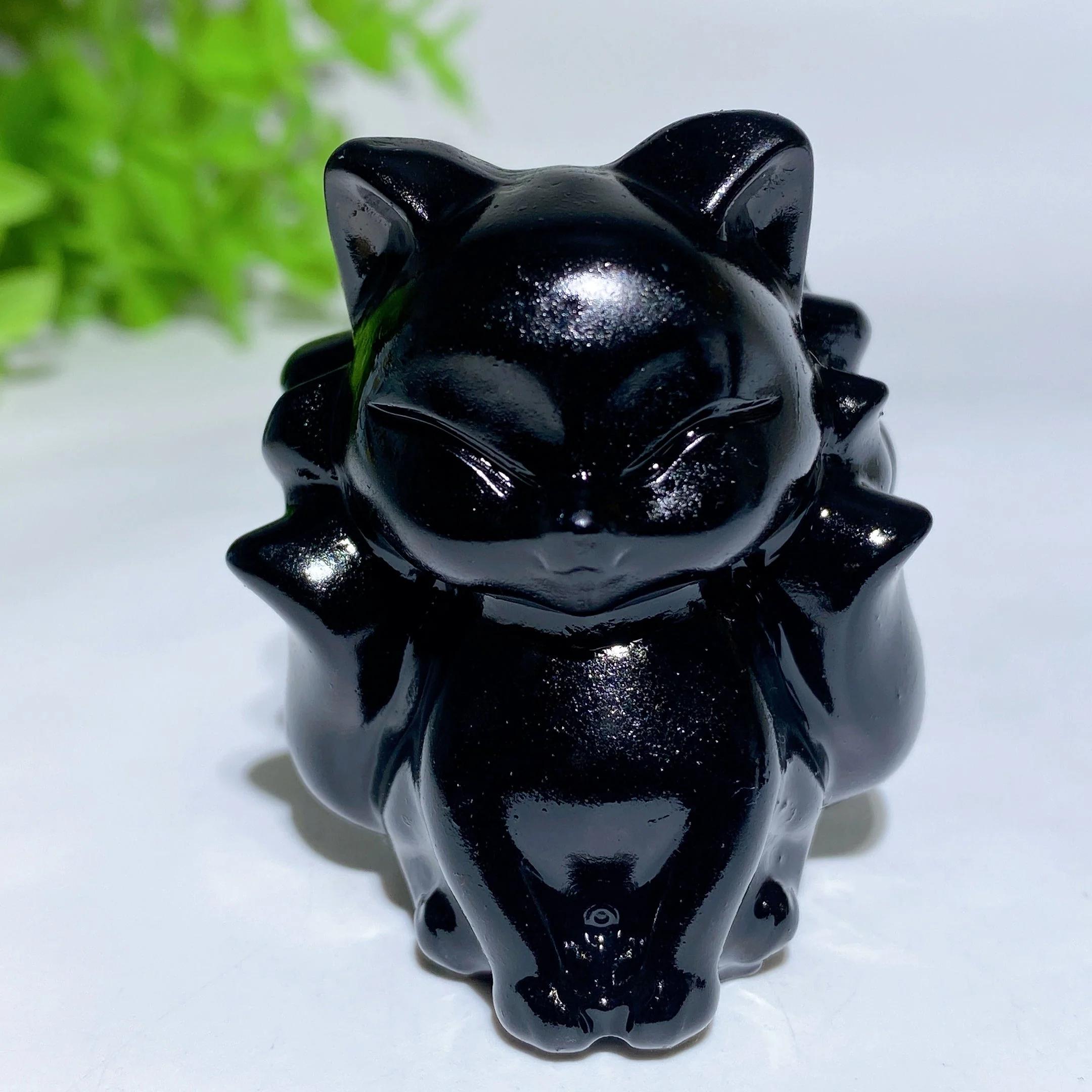 1.9 inch Mixed Crystal Nine-Tails Fox Carving Figurine - Image 8