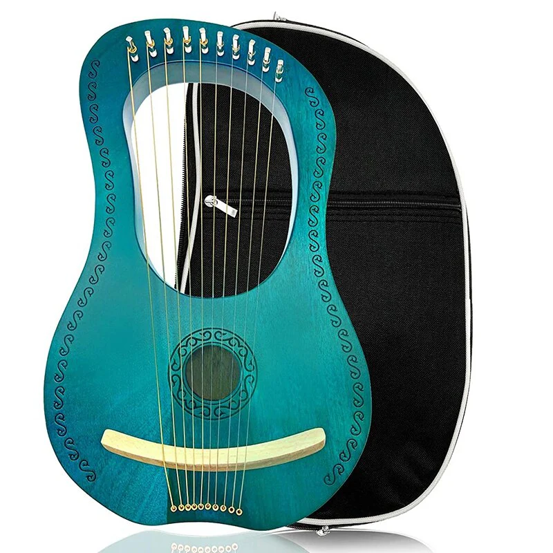 10 String Lyre Harp Mahogany + Bag & Tuning Tool - Image 12