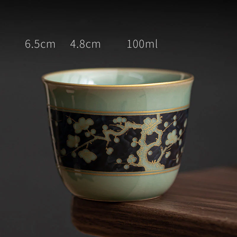 100ml Ceramic Teacup with Butterfly & Lotus Design - Image 6