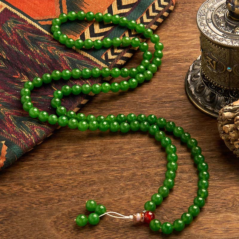 108-Bead Cyan Jade Mala Bracelet for Luck & Healing - Image 2
