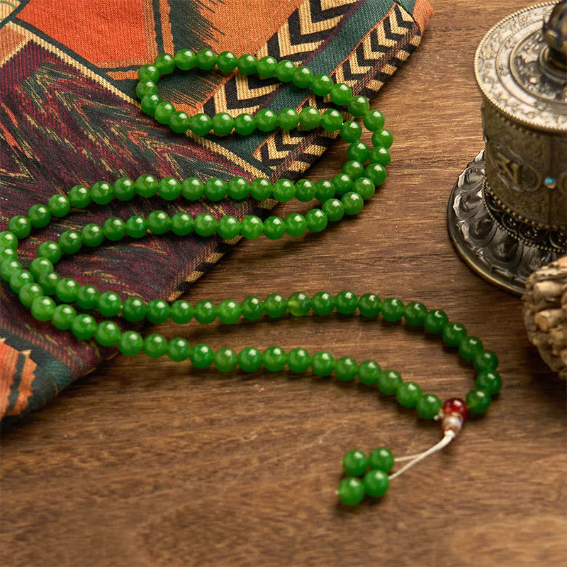 108-Bead Cyan Jade Mala Bracelet for Luck & Healing - Image 3