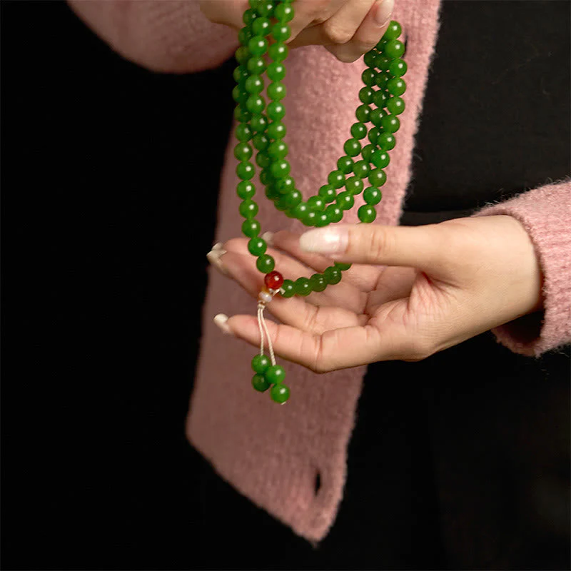108-Bead Cyan Jade Mala Bracelet for Luck & Healing - Image 6