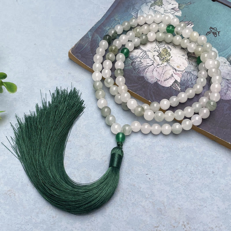 108 Bead Tianshan Jade Mala Bracelet for Prosperity & Luck - Image 2