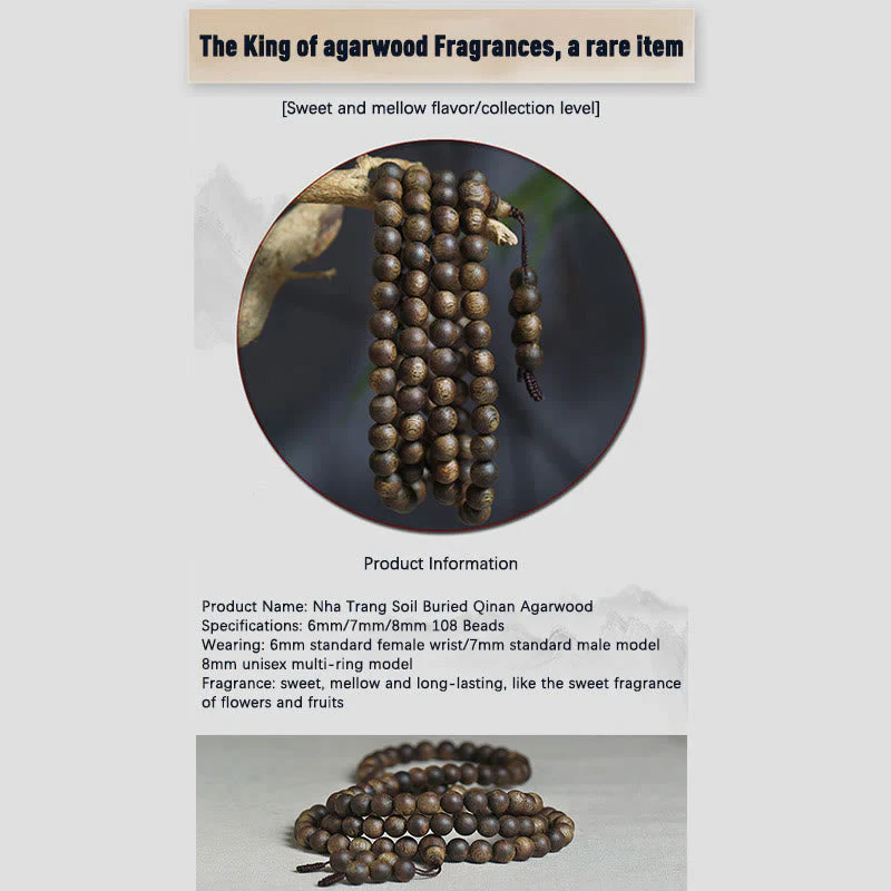 108 Mala Beads Agarwood Bracelet for Balance & Strength - Image 11