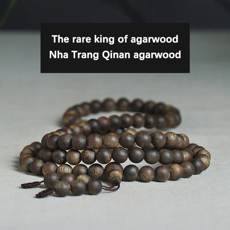 108 Mala Beads Agarwood Bracelet for Balance & Strength - Image 8