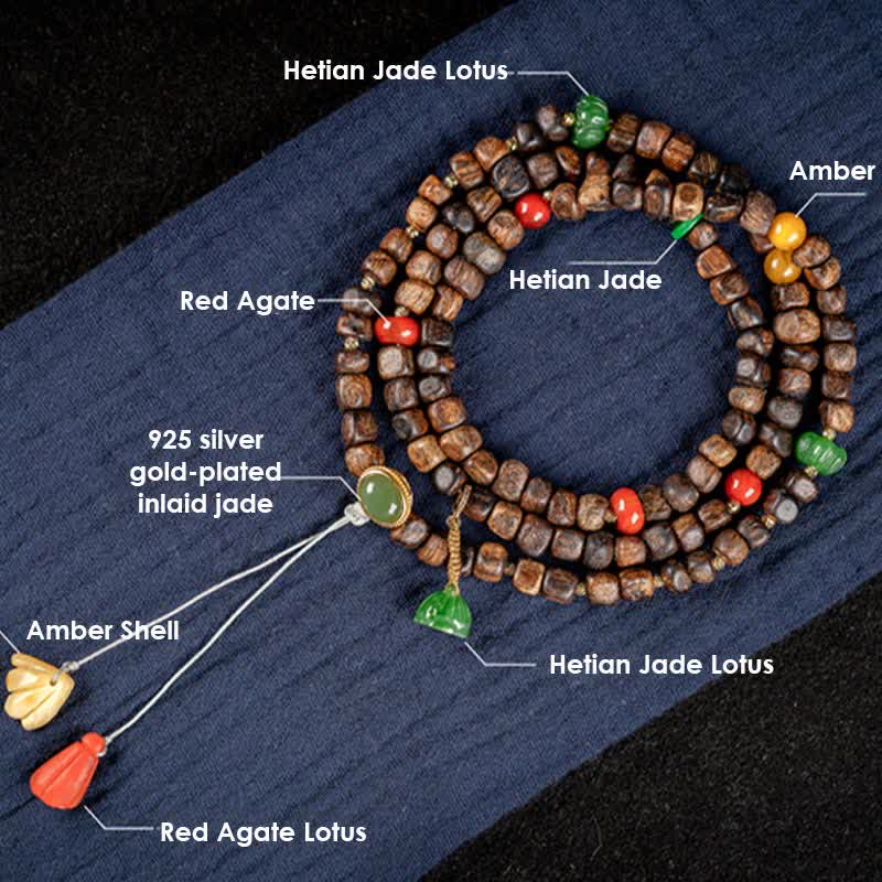 108 Mala Beads Agarwood Bracelet for Peace & Strength - Image 18