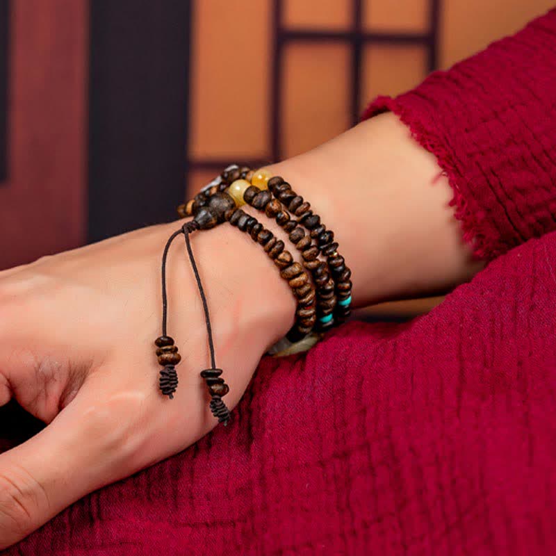 108 Mala Beads Agarwood Bracelet for Peace & Strength - Image 4