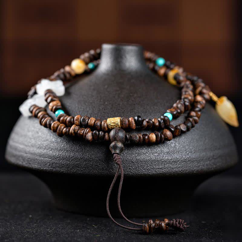 108 Mala Beads Agarwood Bracelet for Peace & Strength - Image 5