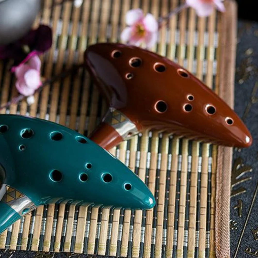 12-Hole Alto C Ocarina Flute, Blue Green Brown Instrument - Image 2