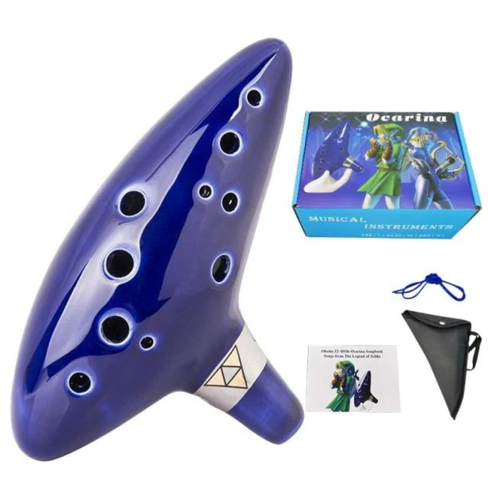 12-Hole Alto C Ocarina Flute, Blue Green Brown Instrument - Image 3