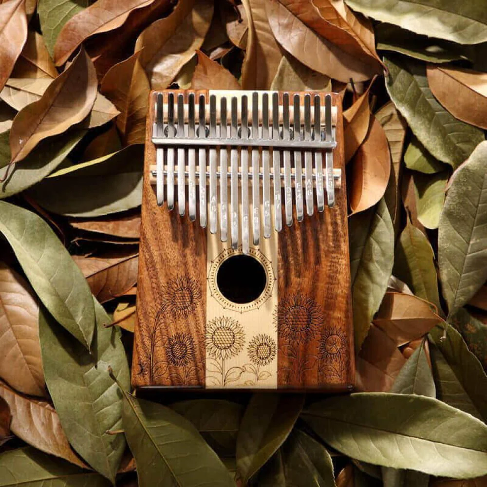17 Key Acacia & Maple Sun Flower C Tone Kalimba - Image 2
