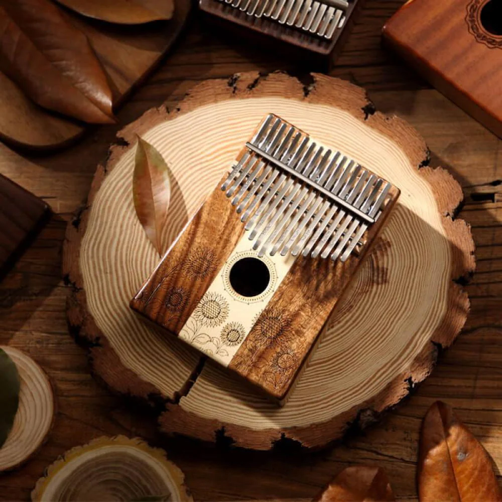 17 Key Acacia & Maple Sun Flower C Tone Kalimba - Image 3