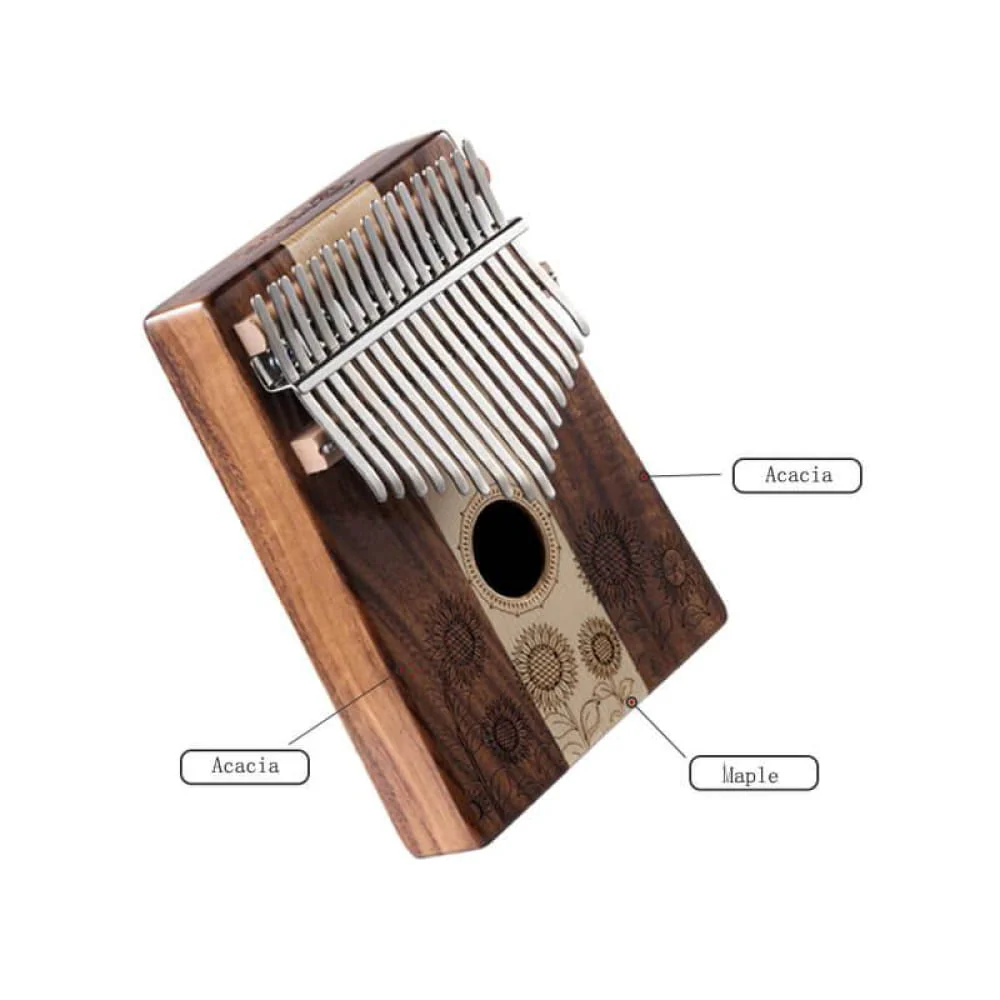 17 Key Acacia & Maple Sun Flower C Tone Kalimba - Image 4
