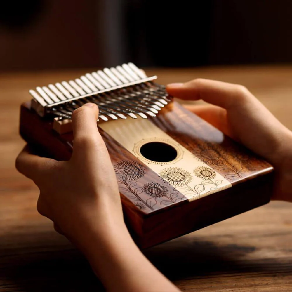 17 Key Acacia & Maple Sun Flower C Tone Kalimba - Image 5