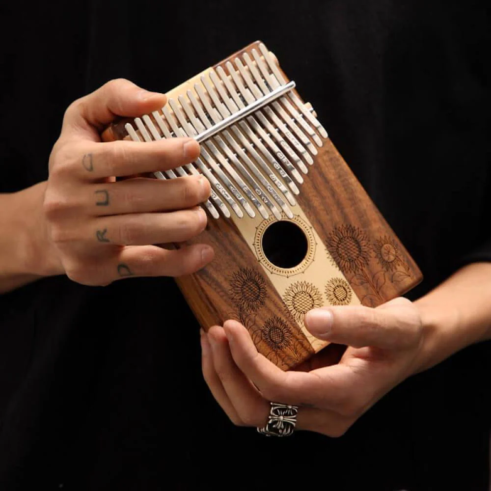 17 Key Acacia & Maple Sun Flower C Tone Kalimba - Image 6