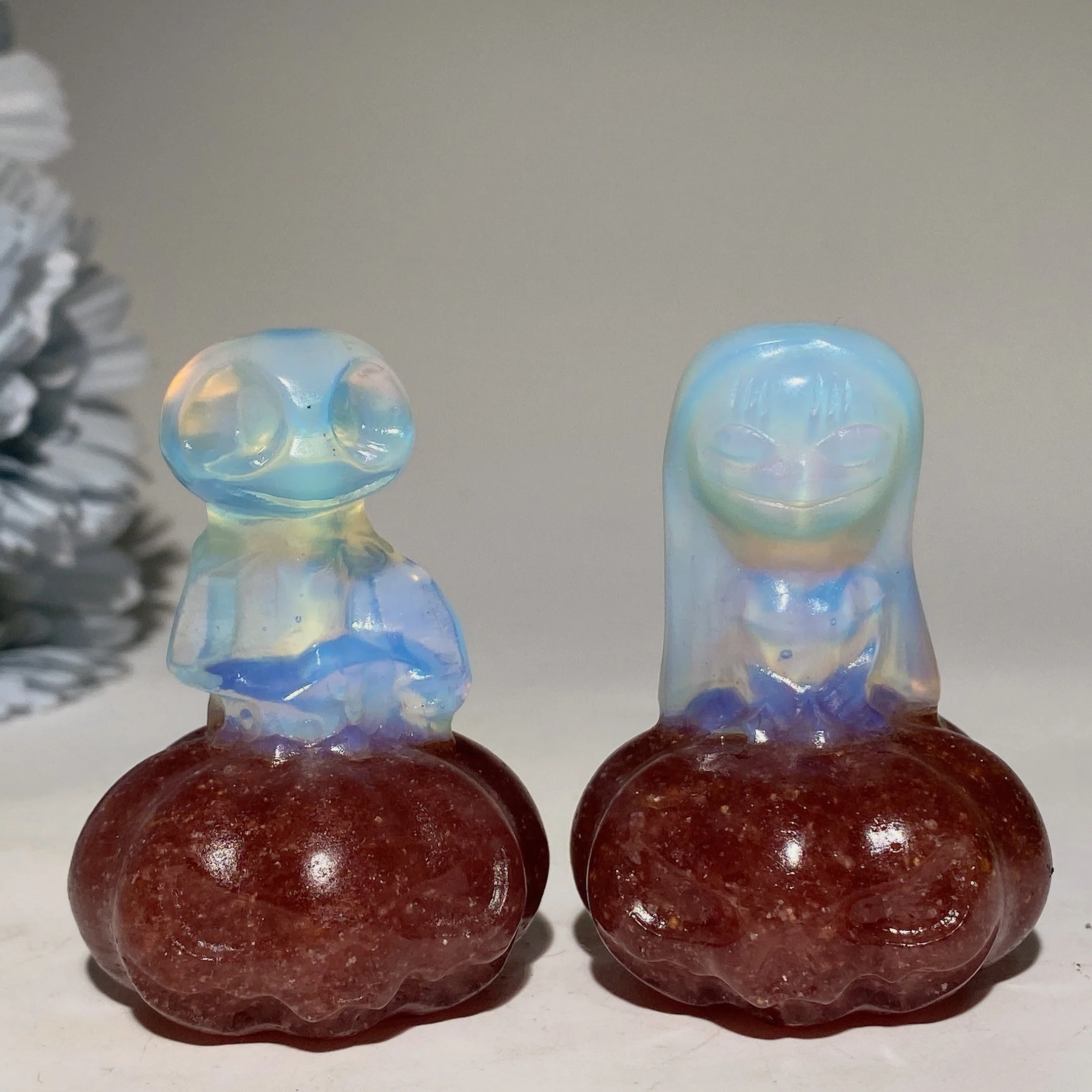 2.3-inch Jack Sally Crystal Figurines with Orange Calcite Pumpkin - Image 12