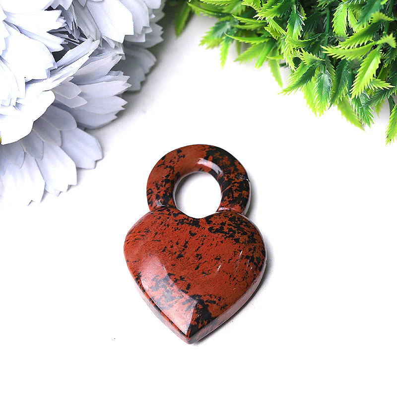 2.6 inch Crystal Heart Carvings in Mahogany, Opalite & Fluorite - Image 2