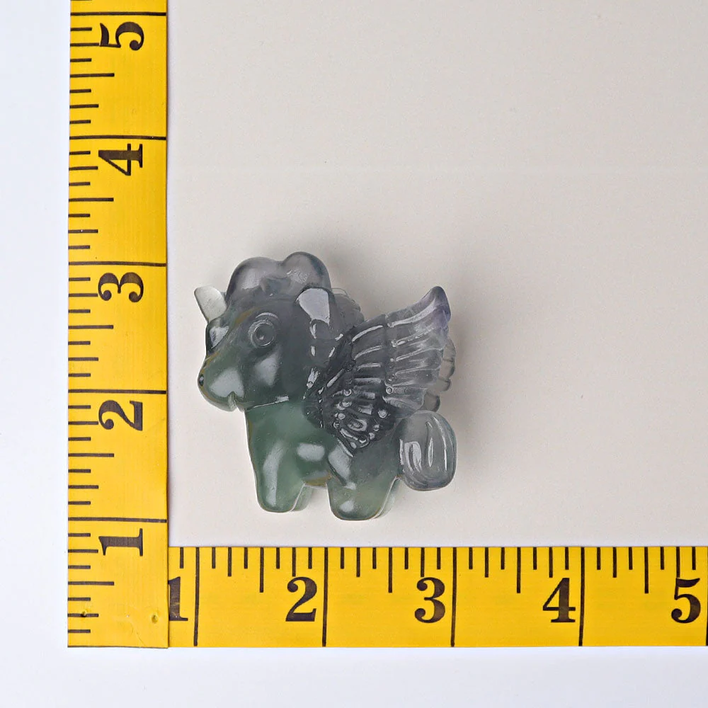 2 inch Fluorite Unicorn Crystal Animal Carving - Image 5