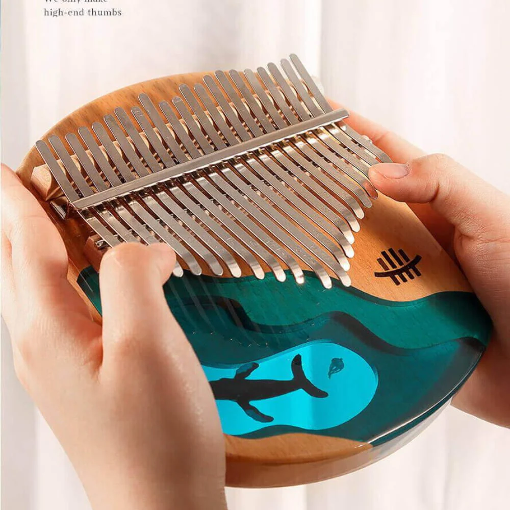 21 Key Beech Resin C Tone Kalimba Thumb Piano Blue Whale - Image 3