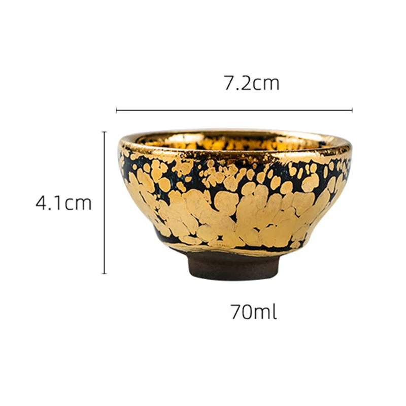 24K Gold Spot Pattern Jianzhan Ceramic Tea Cup Bowl - Image 11