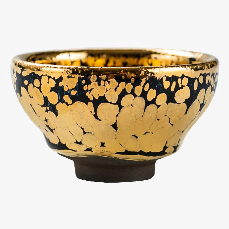 24K Gold Spot Pattern Jianzhan Ceramic Tea Cup Bowl - Image 4
