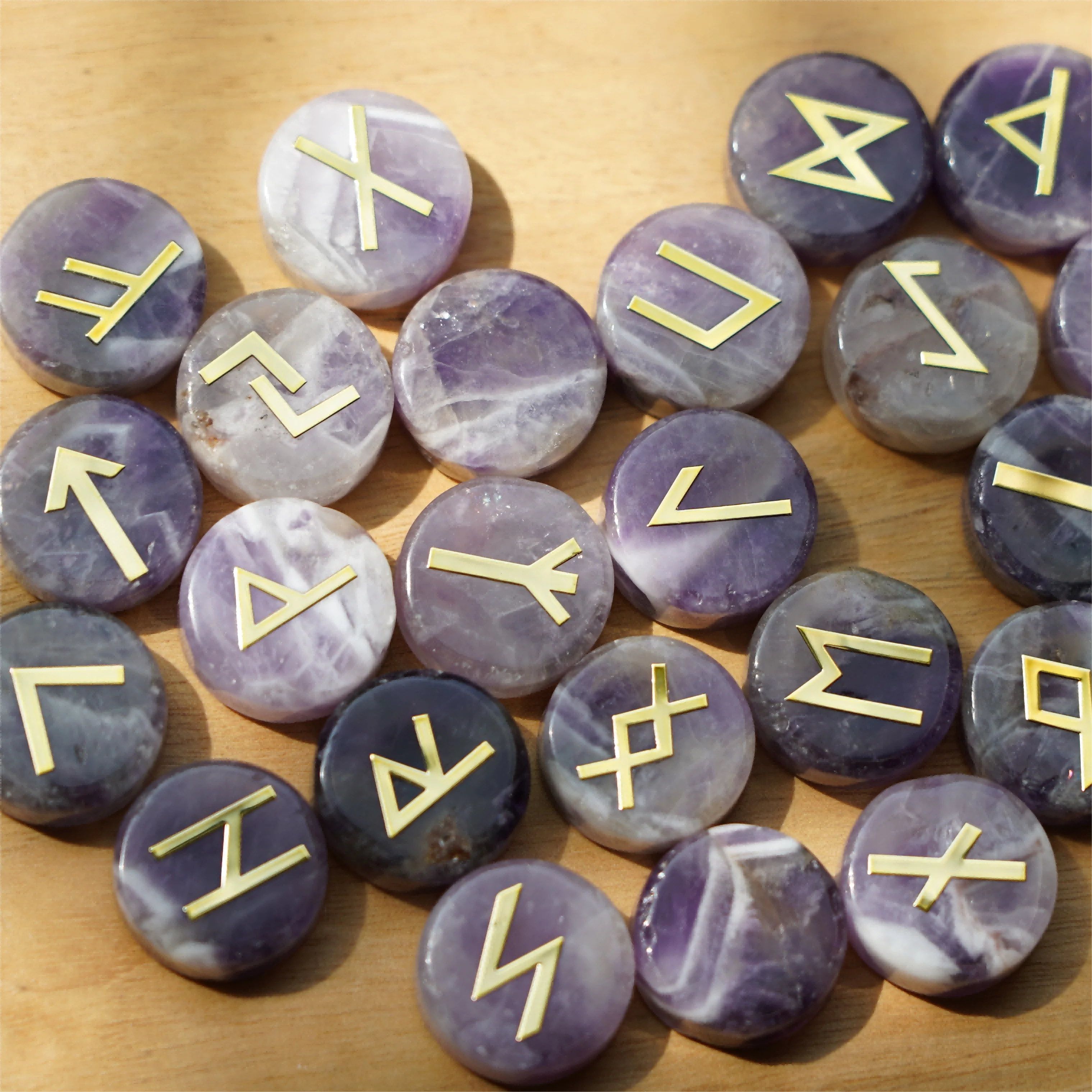 25pcs Mixed Crystal Runes Healing Set | 15mm Polished Stones - Image 6