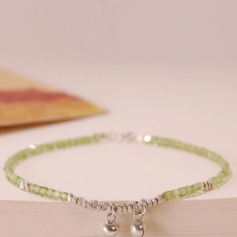 2mm Peridot Spiritual Peace Anklet with Sterling Silver Beads - Image 3