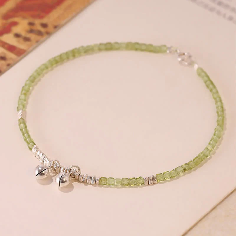 2mm Peridot Spiritual Peace Anklet with Sterling Silver Beads - Image 4