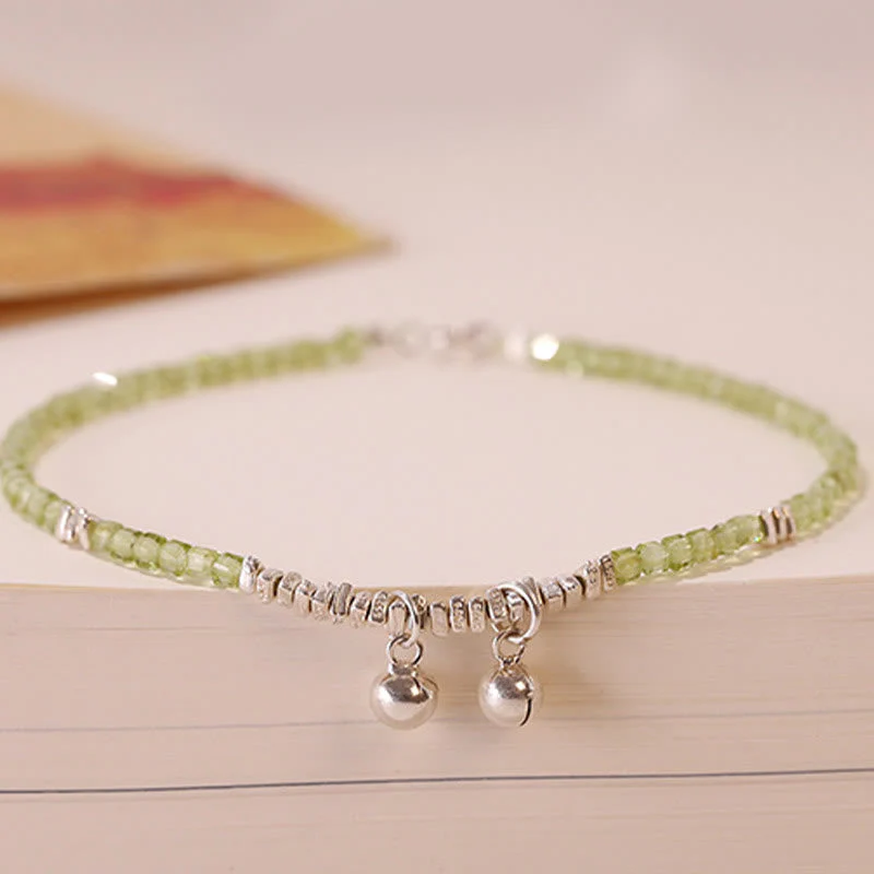 2mm Peridot Spiritual Peace Anklet with Sterling Silver Beads - Image 5