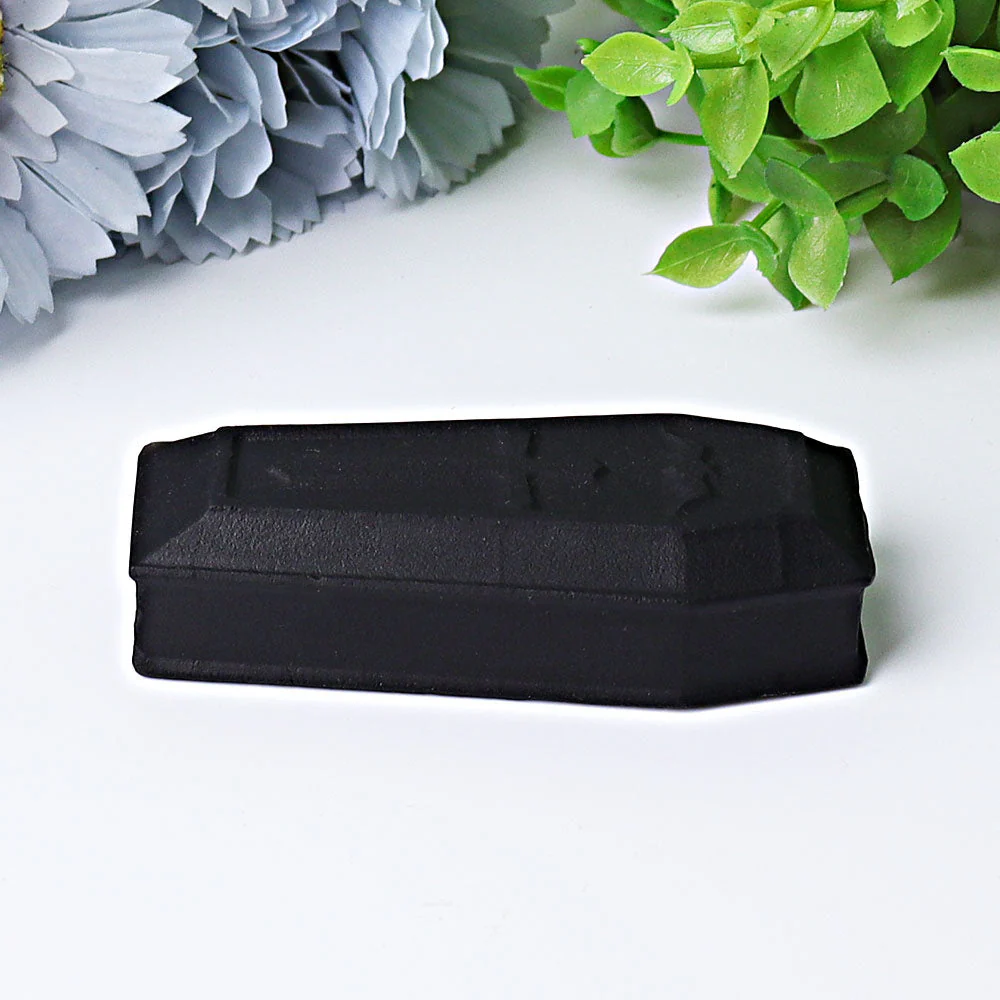 3.1 inch Matt Black Obsidian Coffin Crystal Figurine - Image 3