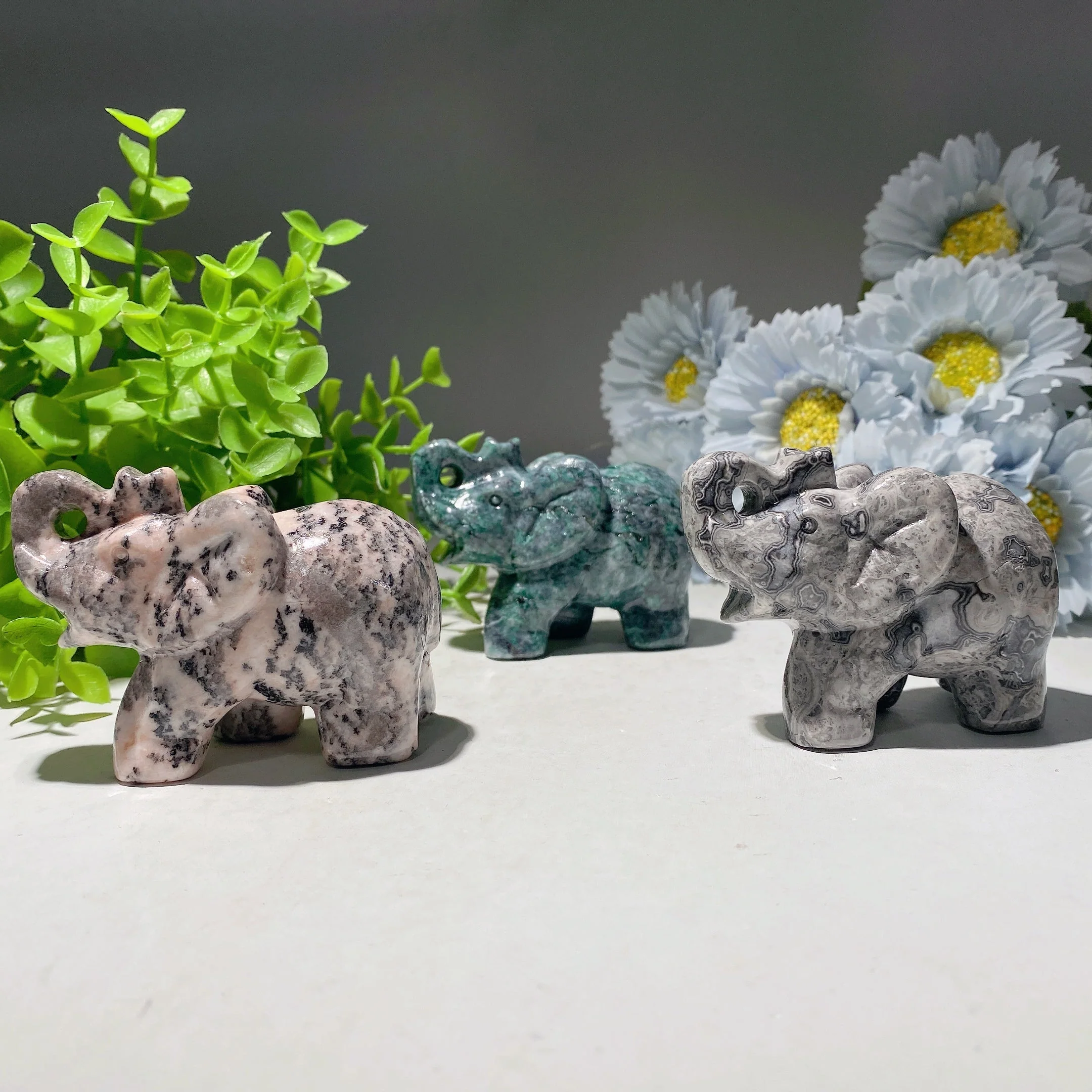 3.1 Inch Mixed Crystal Elephant Carvings for Healing - Image 2