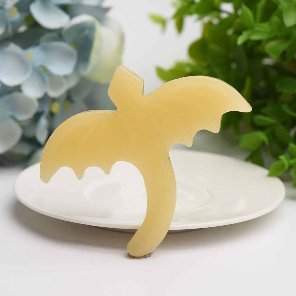 3.5-inch Moss Agate & Yellow Calcite Crystal Dragon Carving for Healing - Image 6