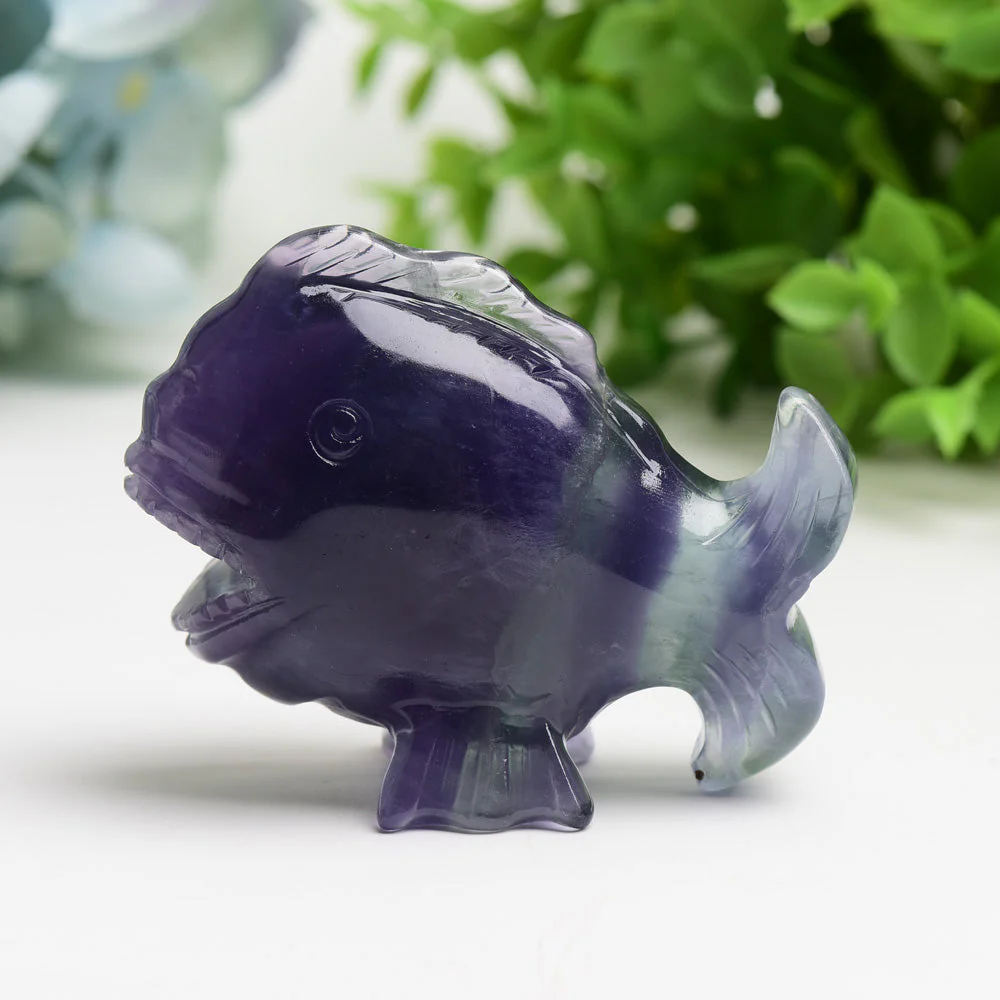 3.0 inch Fluorite Fish Carving for Crystal Healing - Image 2