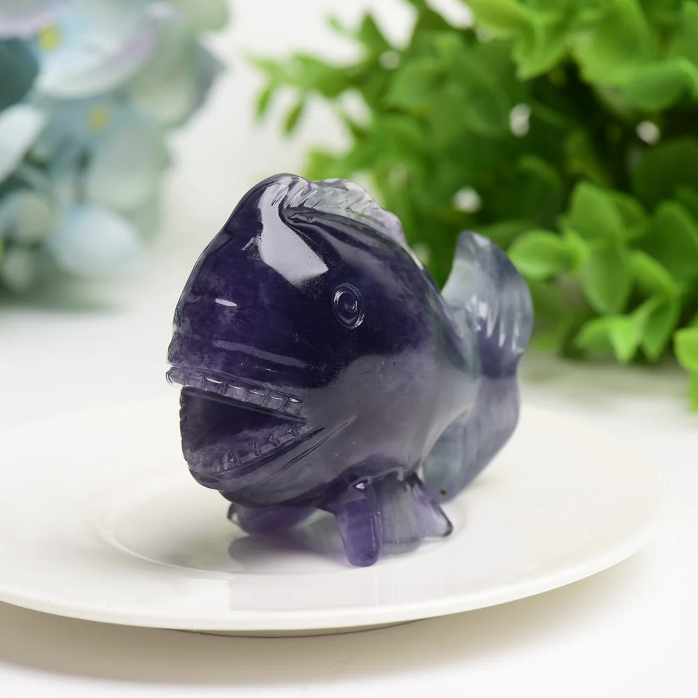 3.0 inch Fluorite Fish Carving for Crystal Healing - Image 3