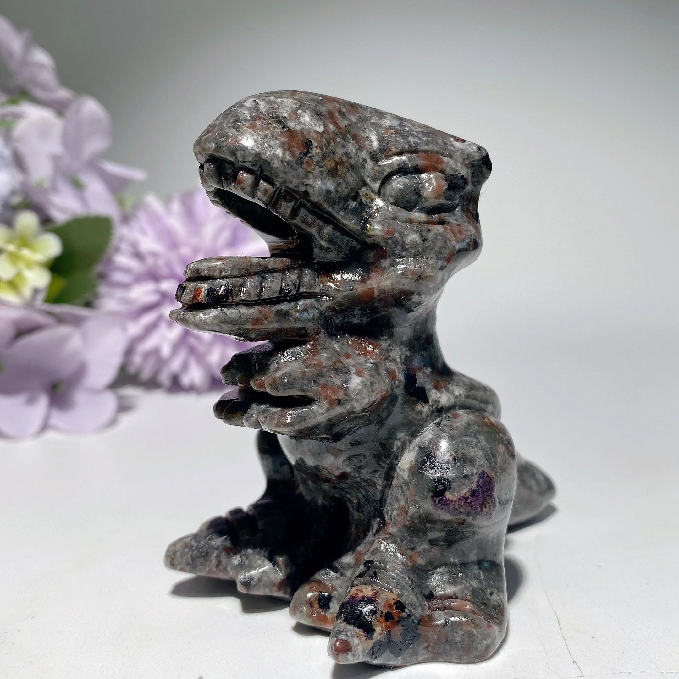 3.0 Inch Garnet Yooperlite Crystal Dinosaur Carving - Image 10