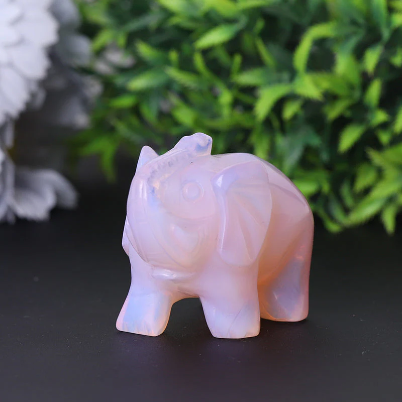 3 Inch Pink Opalite Elephant Crystal Carving - Image 2