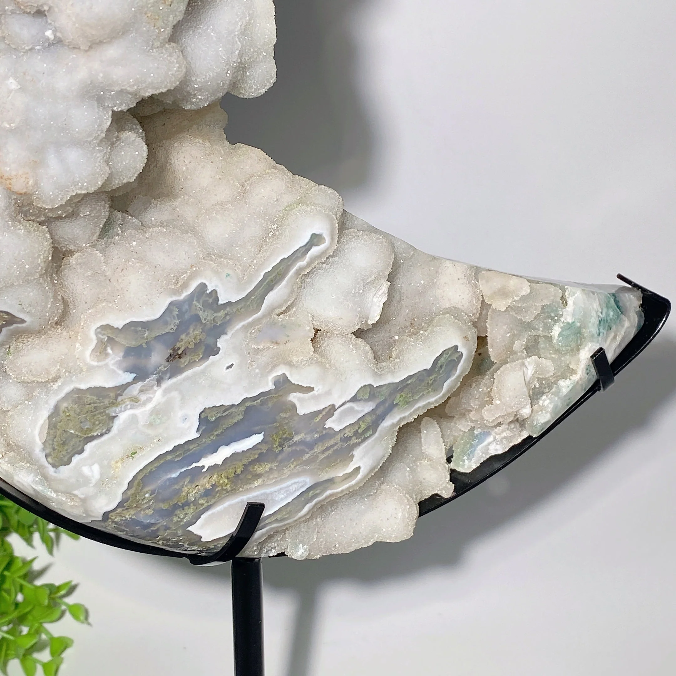 30cm Druzy Moss Agate Moon Carving Crystal Shape for Healing - Image 9