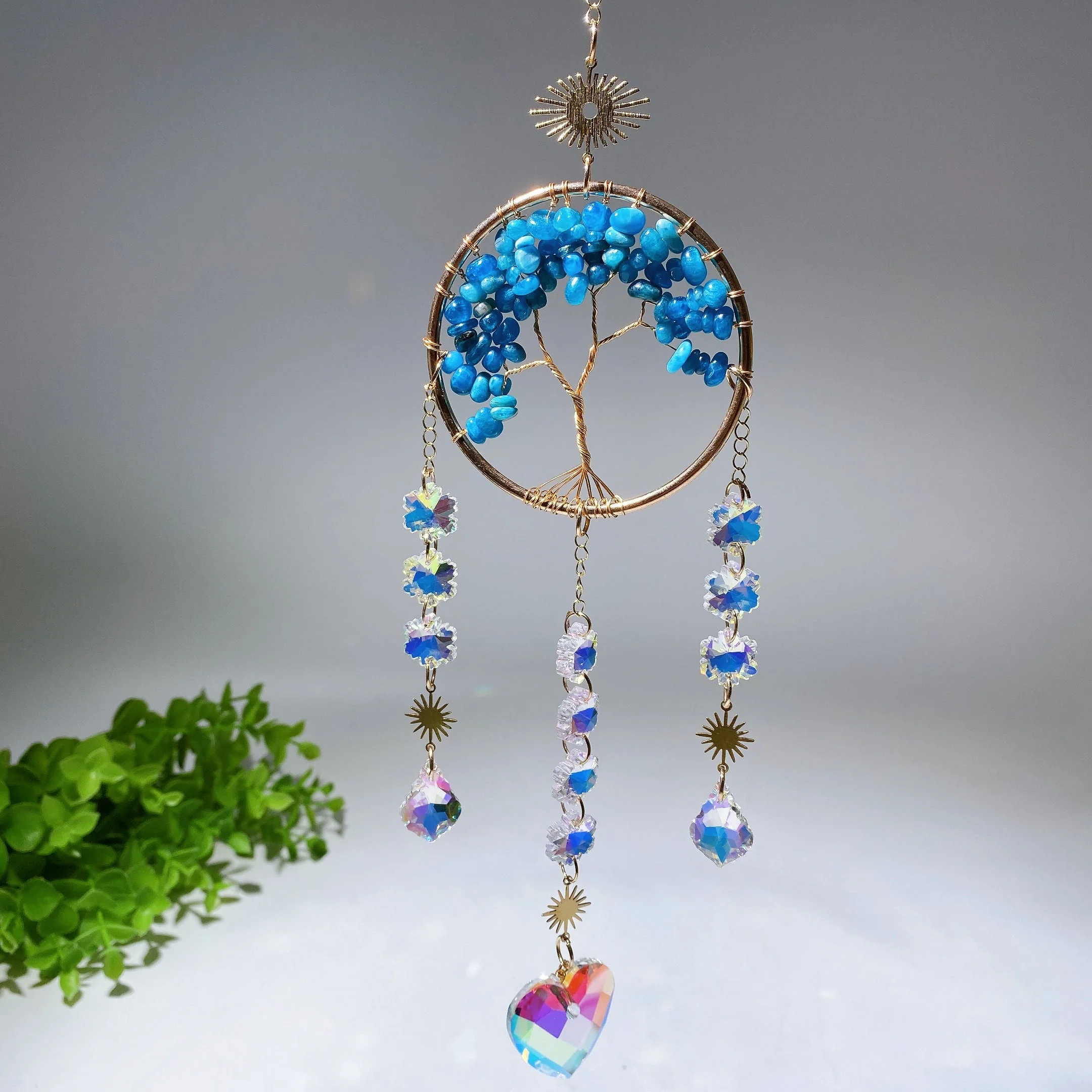 33cm Crystal Chips Golden Life Tree Suncatcher for Spiritual Healing - Image 11