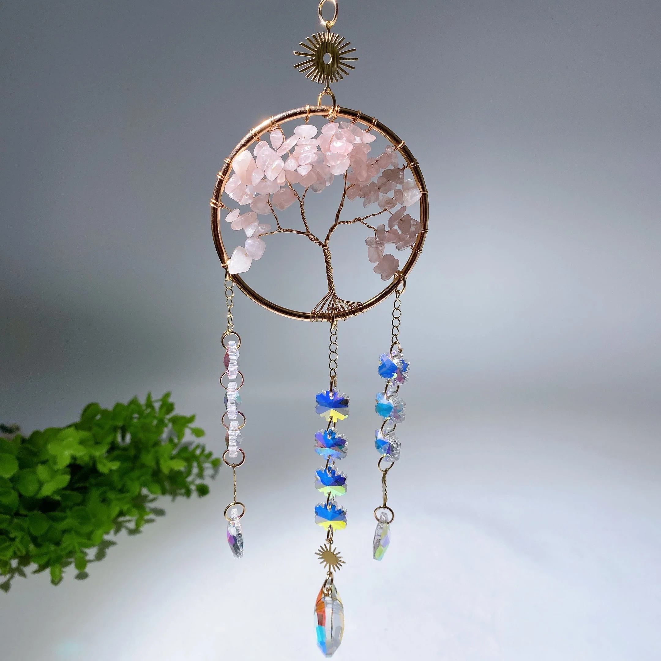33cm Crystal Chips Golden Life Tree Suncatcher for Spiritual Healing - Image 14