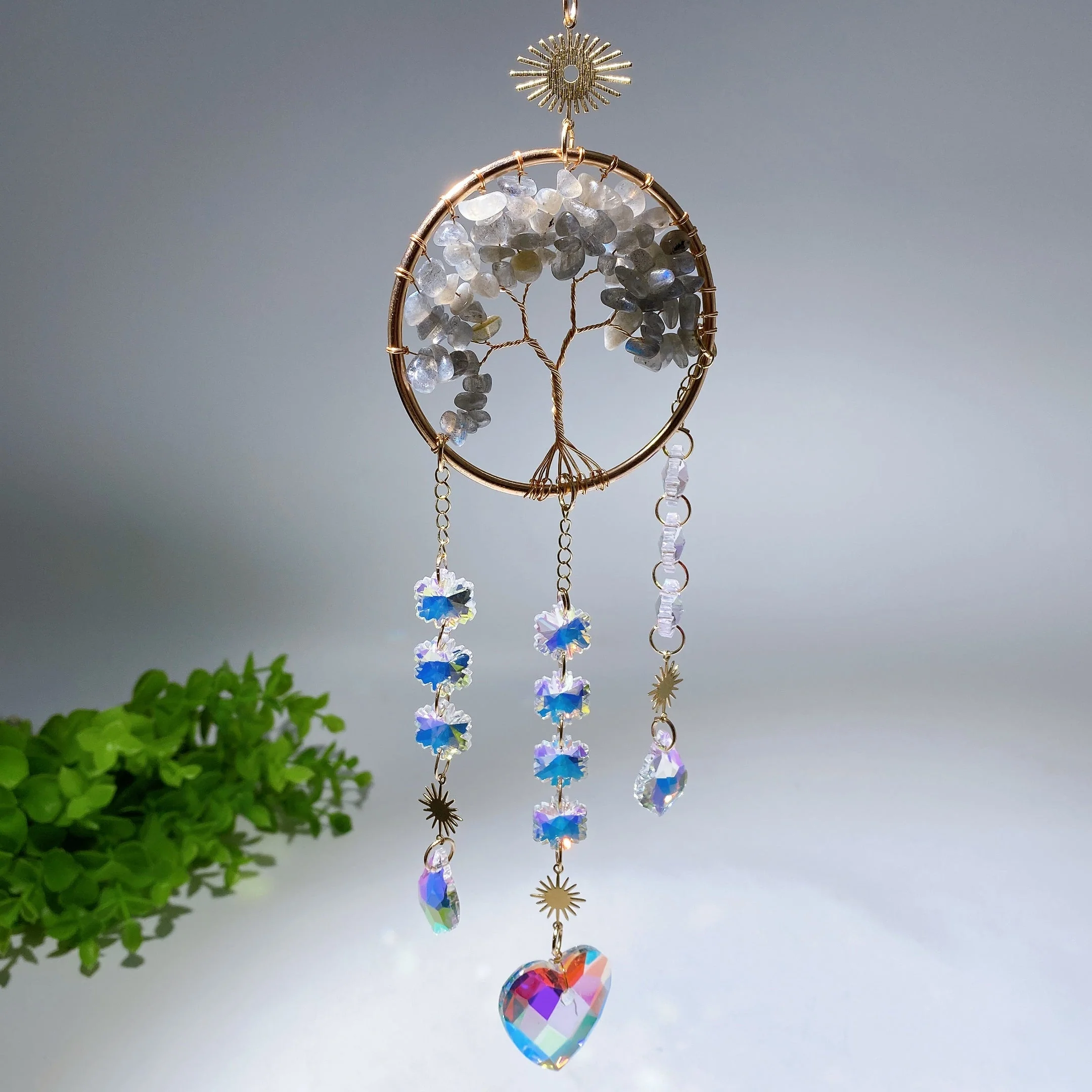 33cm Crystal Chips Golden Life Tree Suncatcher for Spiritual Healing - Image 16
