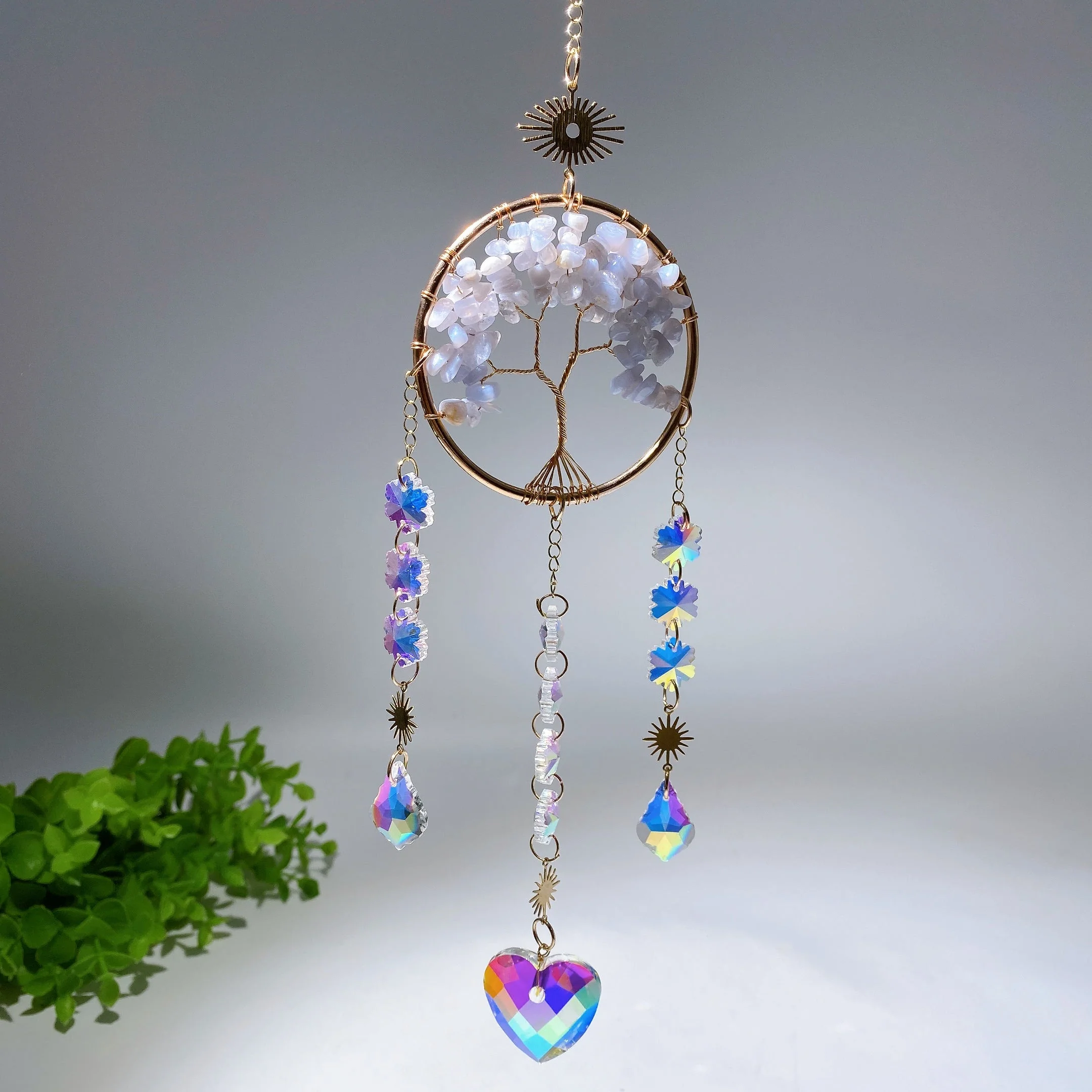 33cm Crystal Chips Golden Life Tree Suncatcher for Spiritual Healing - Image 18
