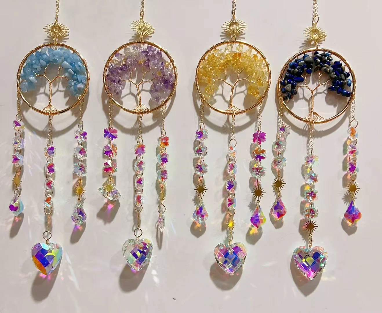 33cm Crystal Chips Golden Life Tree Suncatcher for Spiritual Healing - Image 19