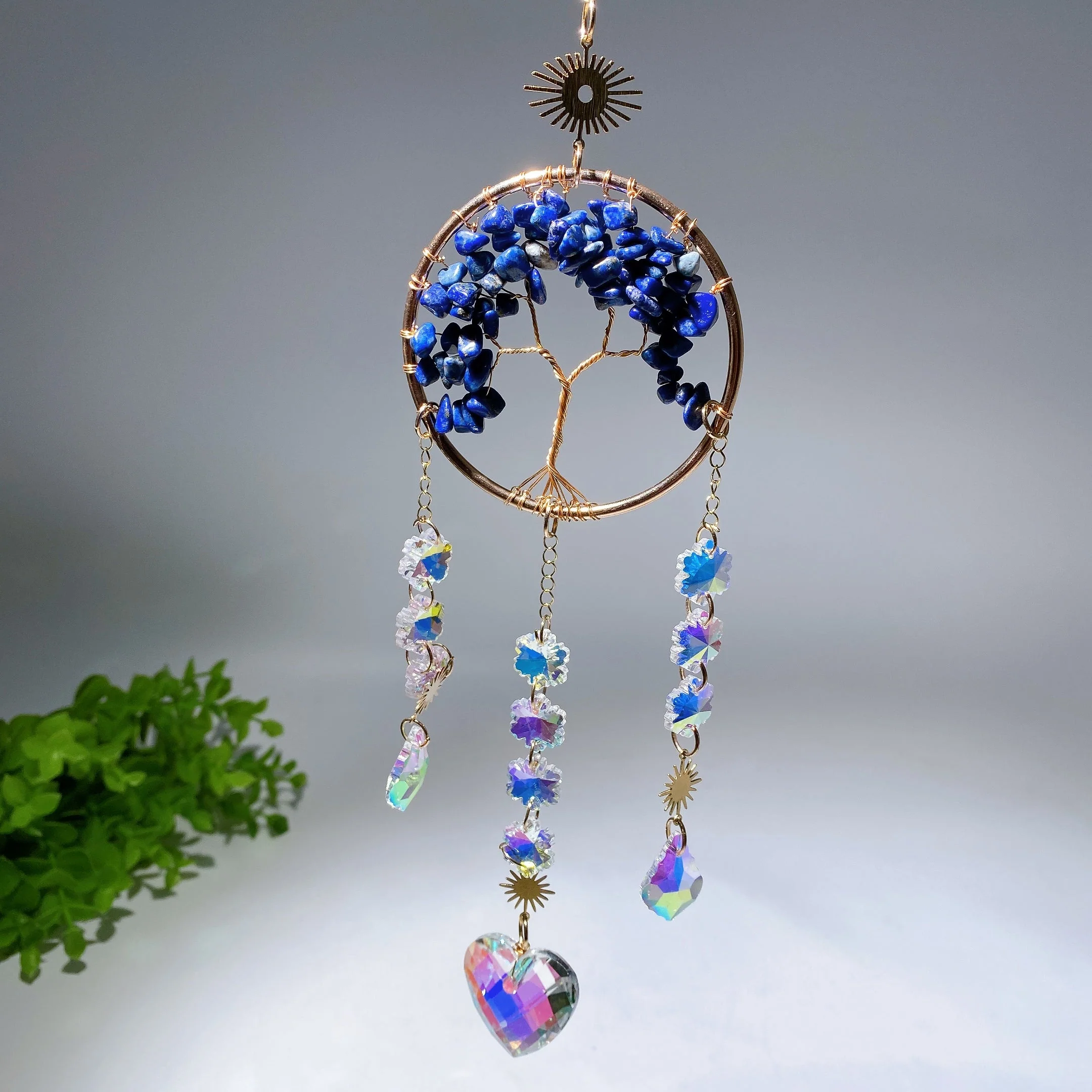 33cm Crystal Chips Golden Life Tree Suncatcher for Spiritual Healing - Image 4