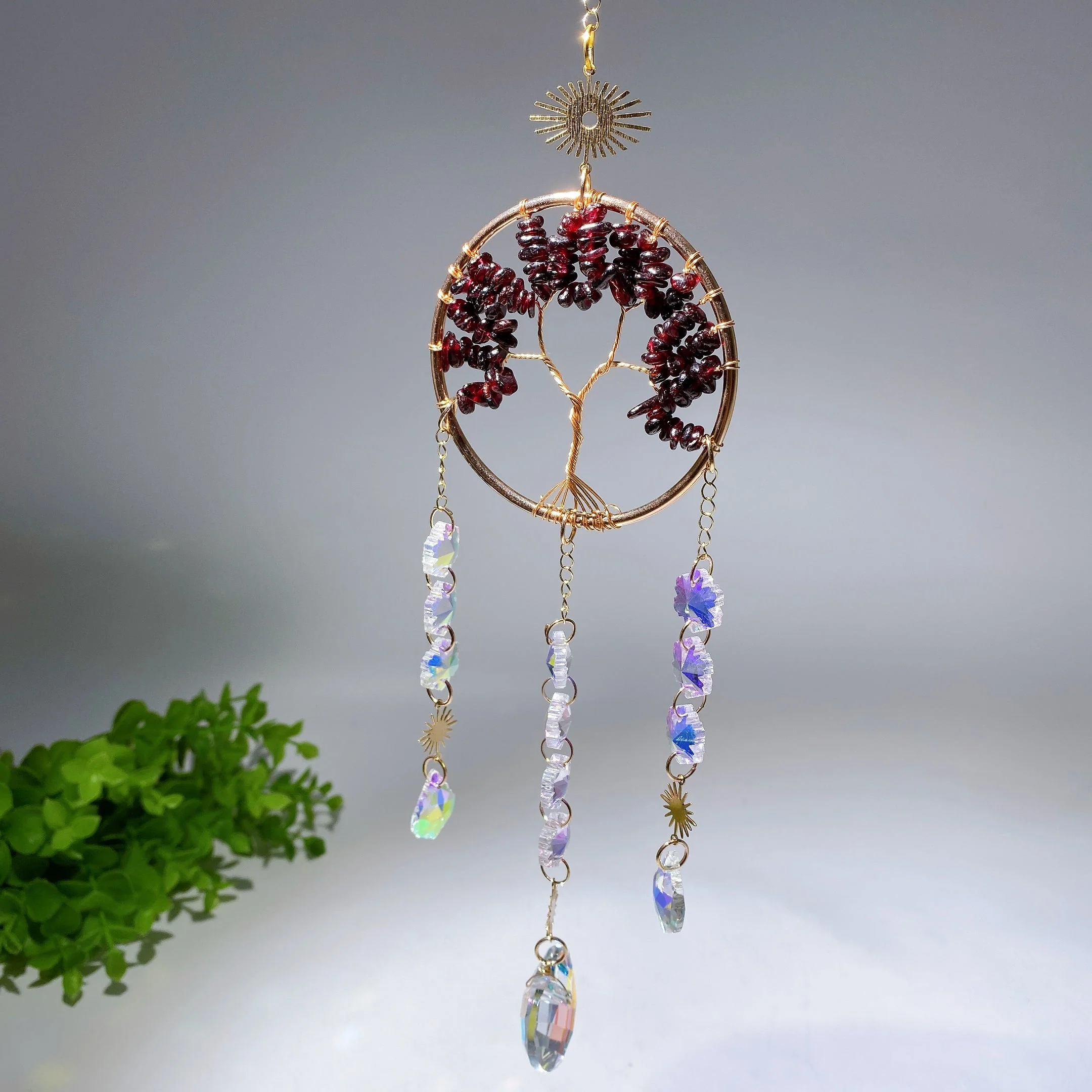 33cm Crystal Chips Golden Life Tree Suncatcher for Spiritual Healing - Image 5