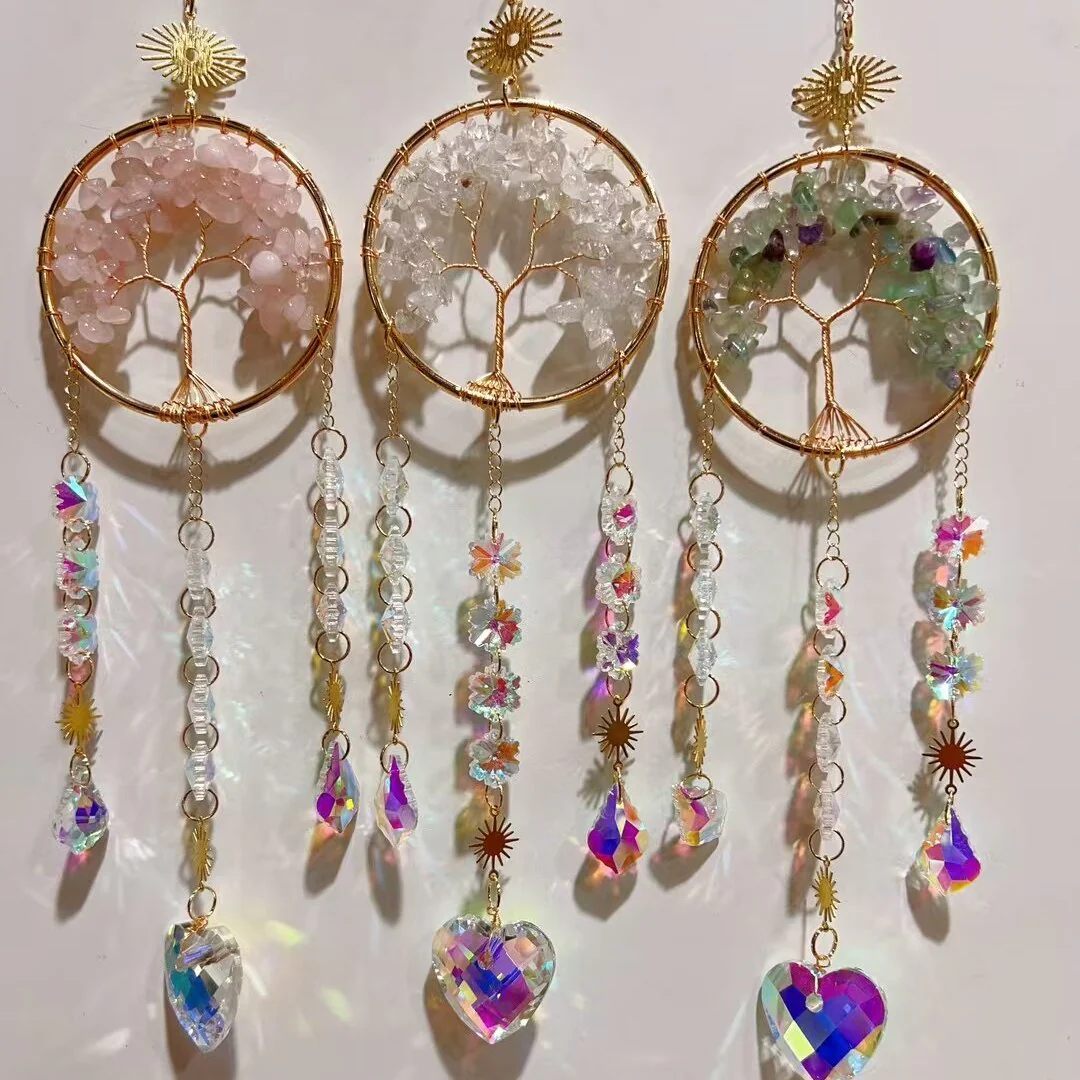 33cm Crystal Chips Golden Life Tree Suncatcher for Spiritual Healing - Image 9