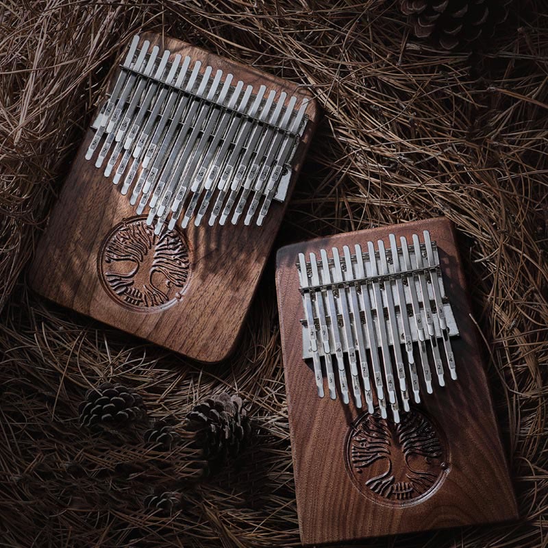 34 Key Kalimba with Tree of Life Black Walnut Design - Image 12